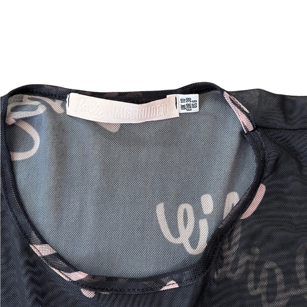 Barbie X Misguided Black Netted T-shirt Size 10 UK Womens T-shirt - Picture 5 of 9